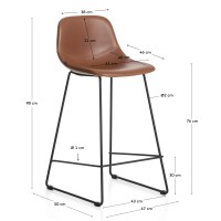Барный стул Zahara из коричневой экокожи с высокой спинкой, 76 см