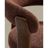 Полубарный стул Granite из коричневой синели и массива ясеня с отделкой под орех, 65 см