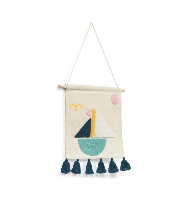 Гобелен Delmare хлопковый с парусной лодкой 25 x 25 cm