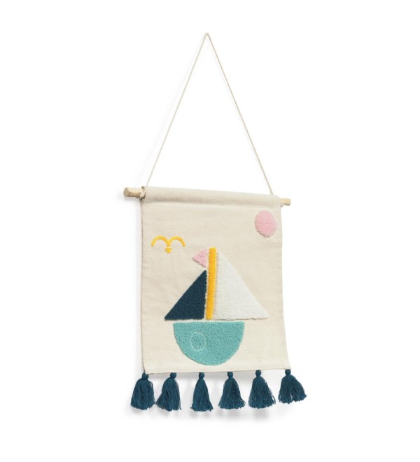 Гобелен Delmare хлопковый с парусной лодкой 25 x 25 cm