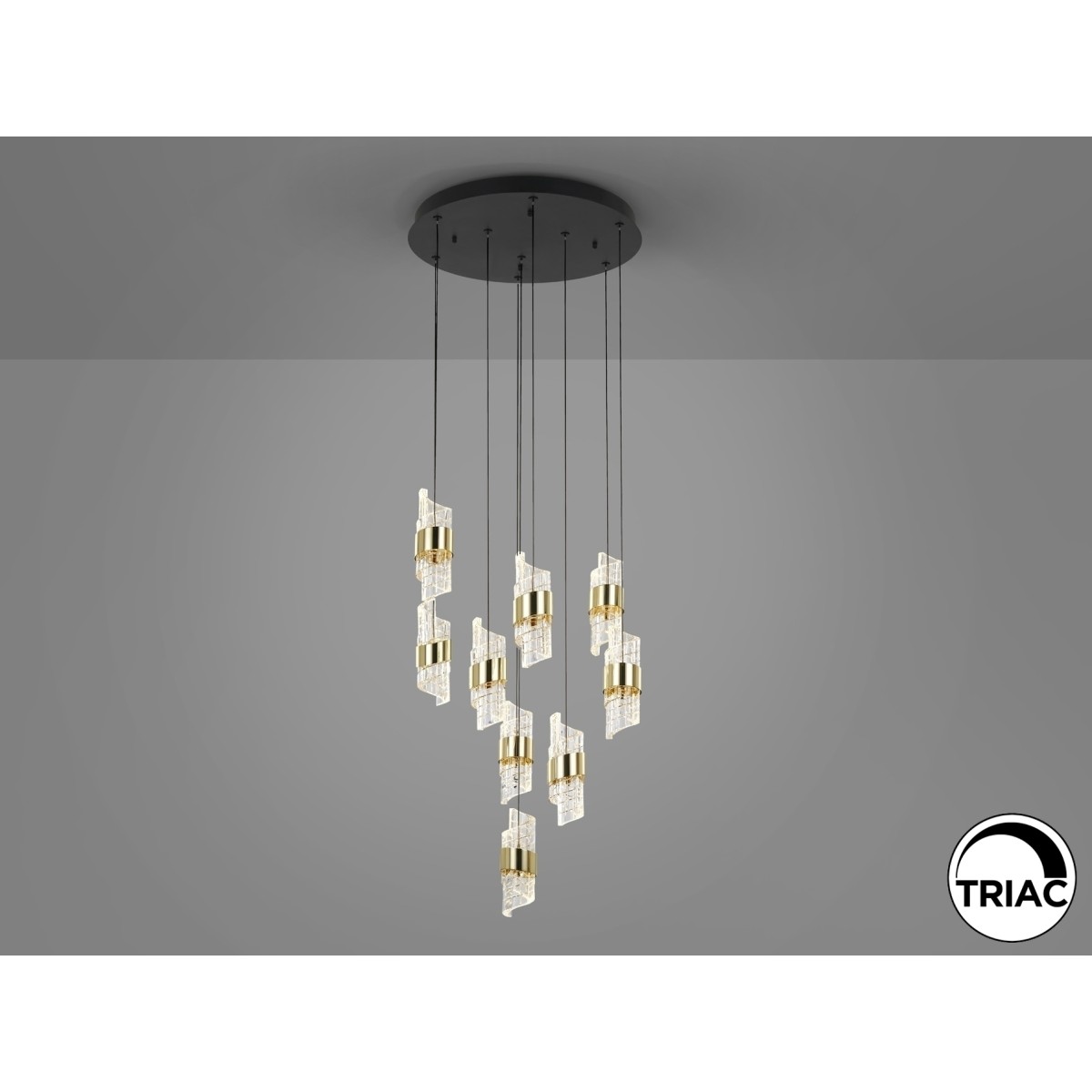 Люстра Iliada 9L черно-золотая D50