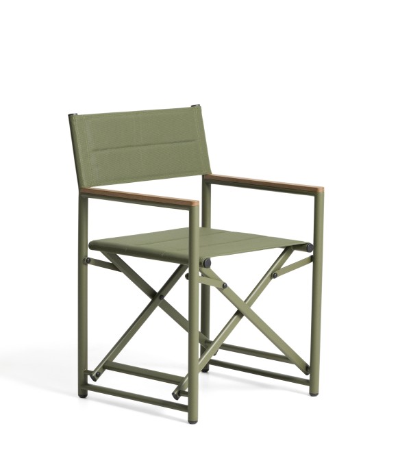 Складной уличный стул Tisno из зеленого алюминия и зеленого текстиля
