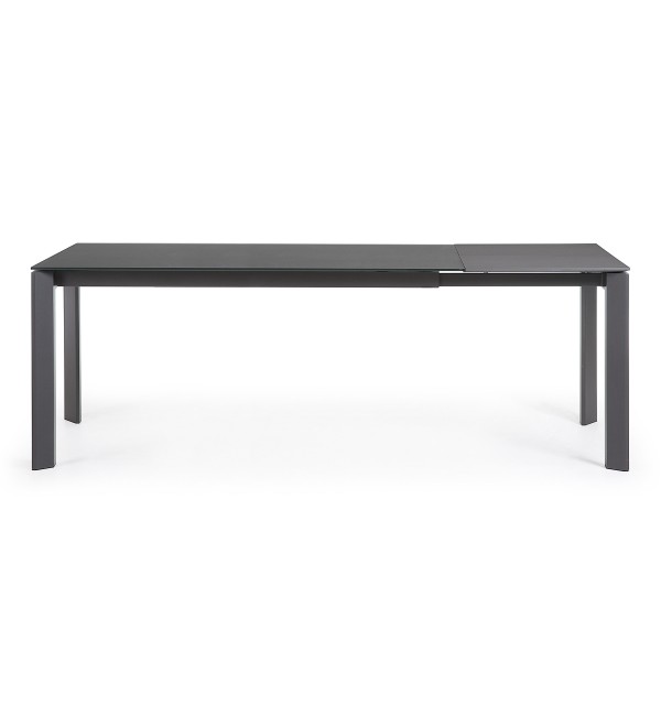 Стол Atta 160 (220) x90 антрацит, темно-серый, стекло