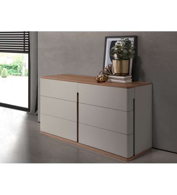 Комод  7168/MC2320DR из серого лака и орехового дерева