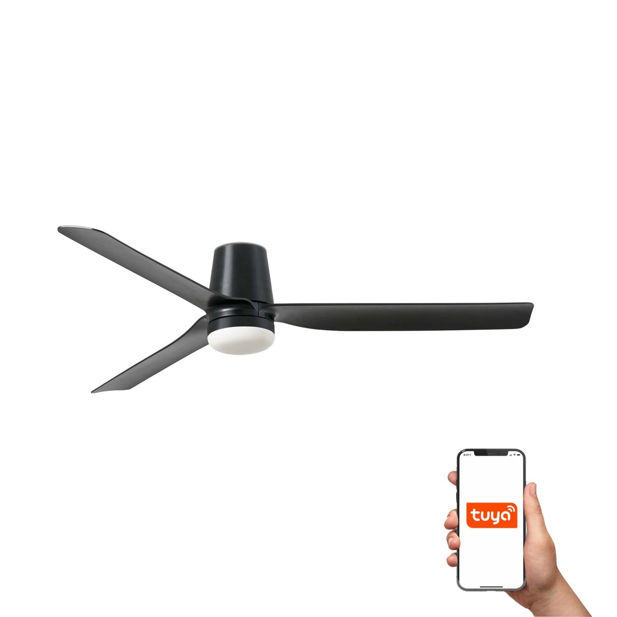 Потолочный вентилятор PUNT TUB M Ш1300MM черный 3 P LED 18W TUYA