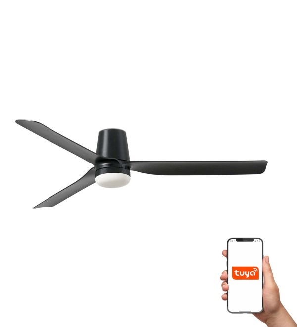 Потолочный вентилятор PUNT TUB M Ш1300MM черный 3 P LED 18W TUYA