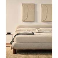 Кровать Odina из букле цвета экрю со съемным чехлом 160 x 200 см