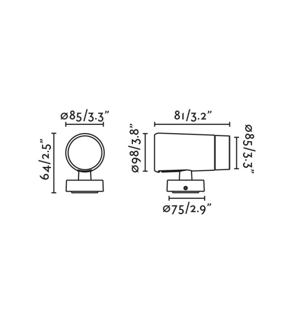 Проектор PUK черный Ш85 LED 25W 3000K 50°