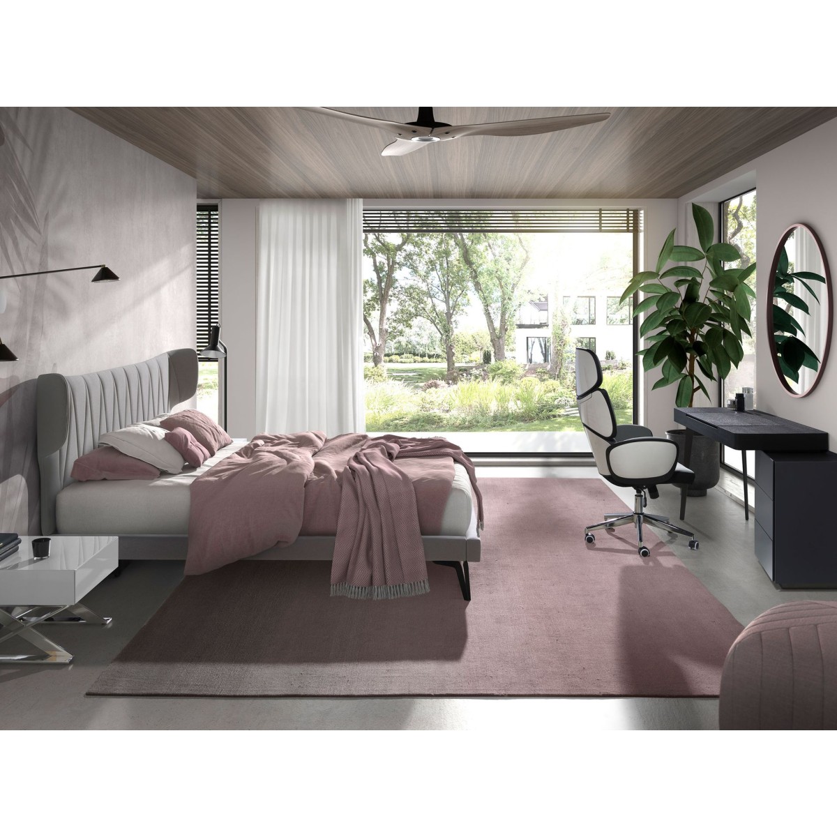 Поворотное офисное кресло 4142/MLM611467 из светло-серой ткани