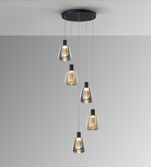 Люстра Carisa 5L черный/золотой D40