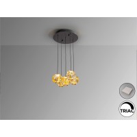 Люстра Zaria 5L черный/бронзовый/янтарный D25 DIM