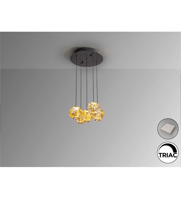 Люстра Zaria 5L черный/бронзовый/янтарный D25 DIM