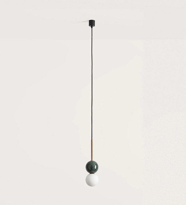 Подвесной светильник Dalt золотой металл - зеленый мрамор