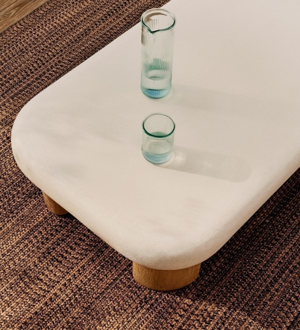 Журнальный столик Labra из цемента и акации 140 x 70 см
