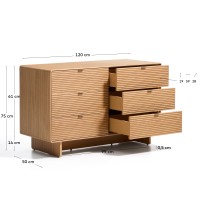 Комод Norlen с 6 ящиками из натурального шпона дуба, 120 x 75 см