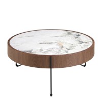 Круглый журнальный столик 2138/MH2303A из ореха и мраморной керамики