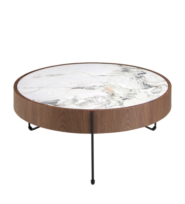 Круглый журнальный столик 2138/MH2303A из ореха и мраморной керамики