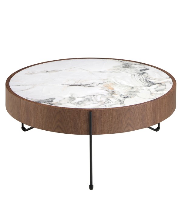 Круглый журнальный столик 2138/MH2303A из ореха и мраморной керамики