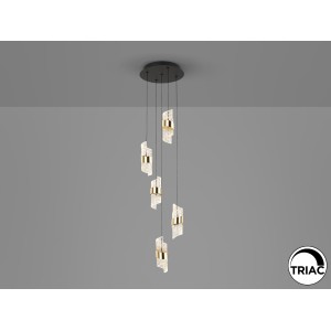 Люстра Iliada 5L черно-золотая D30