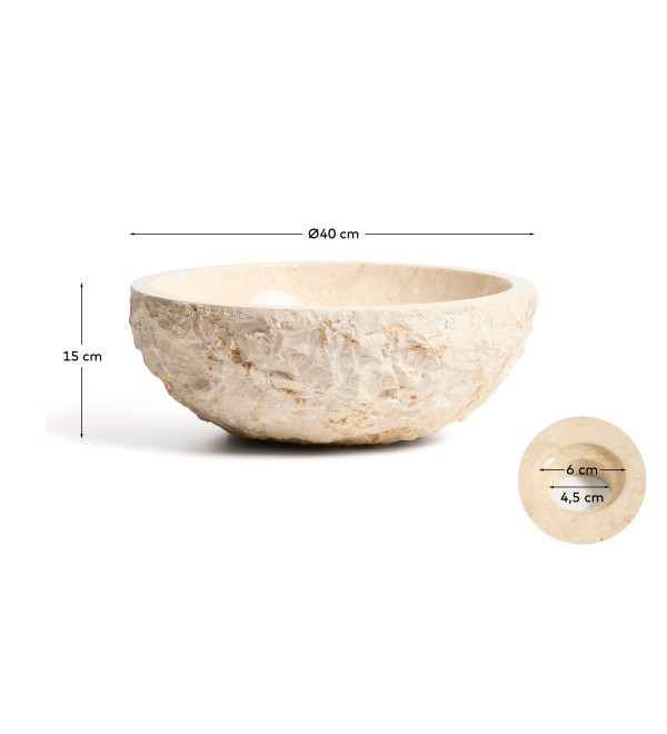 Раковина Orvane из бежевого мрамора Ø 40 см