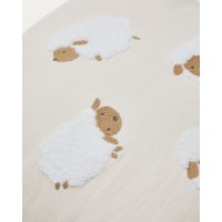 Чехол для подушки Milu из бежевого хлопка с вышивкой с овцами 45 x 45 см