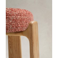 Полубарный табурет Granite из терракотовой синели и массива ясеня с натуральной отделкой