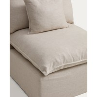 Кресло модульное Anarela бежевое из льна и вискозы со съемным чехлом, 90 см