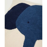 Подушка для пола из бежевого хлопка Tandani с изображением синего слона, 70 x 70 см