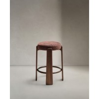Барный табурет Granite из коричневой синели и массива ясеня с отделкой под орех