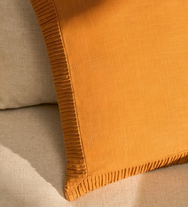 Чехол для подушки Luadia из оранжевого хлопка с плиссировкой, 50 x 50 см