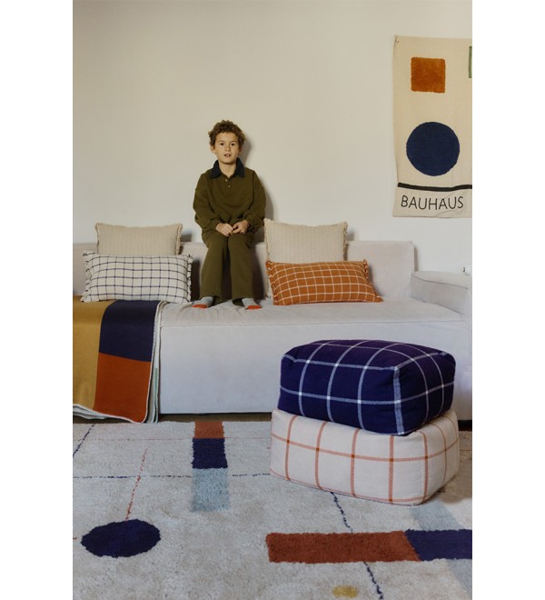 Подушка-пуф Геометрия синяя-белые линии 45*45*23