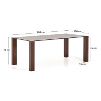 Стол Adularia из коричневого закаленного стекла 200 x 100 см