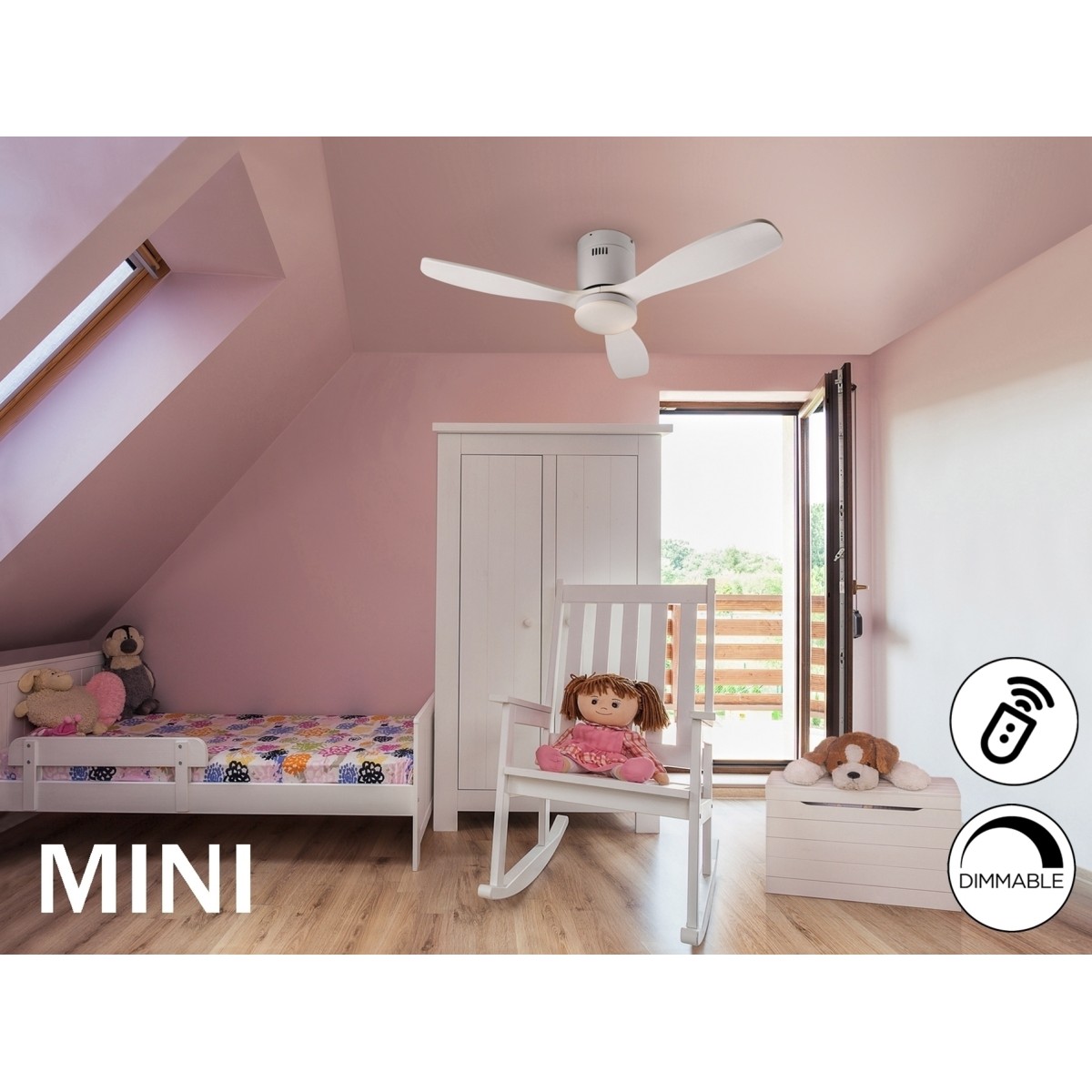 Siroco MINI Потолочный вентилятор с освещением DIMABLE белый