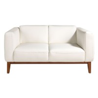 Диван 2-х местный 6118/5353-2P-M9715 кожаный с отделкой из орехового дерева