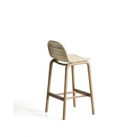 Уличный барный стул Alipa из акации и веревки цвета экрю, 75 см