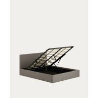 Nahiri Мягкая серая кровать для матраса размером 150 x 200 см