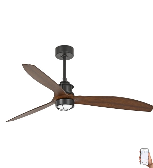 Вентилятор JUST FAN M, черный/ореховый, 3000K, TUYA