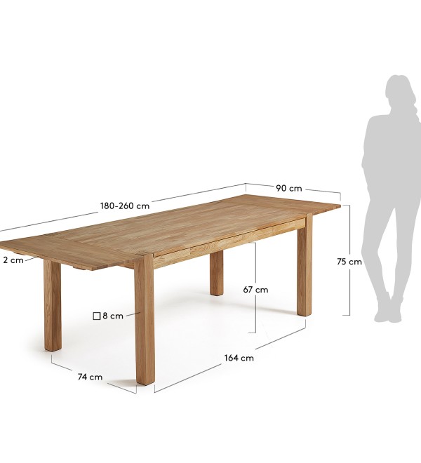 Стол Indra 180 (260) x90 дубовый