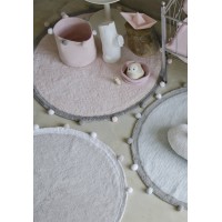 Корзина с помпонами розовая 30*30*30