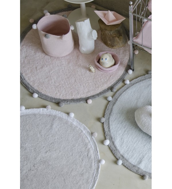 Корзина с помпонами розовая 30*30*30