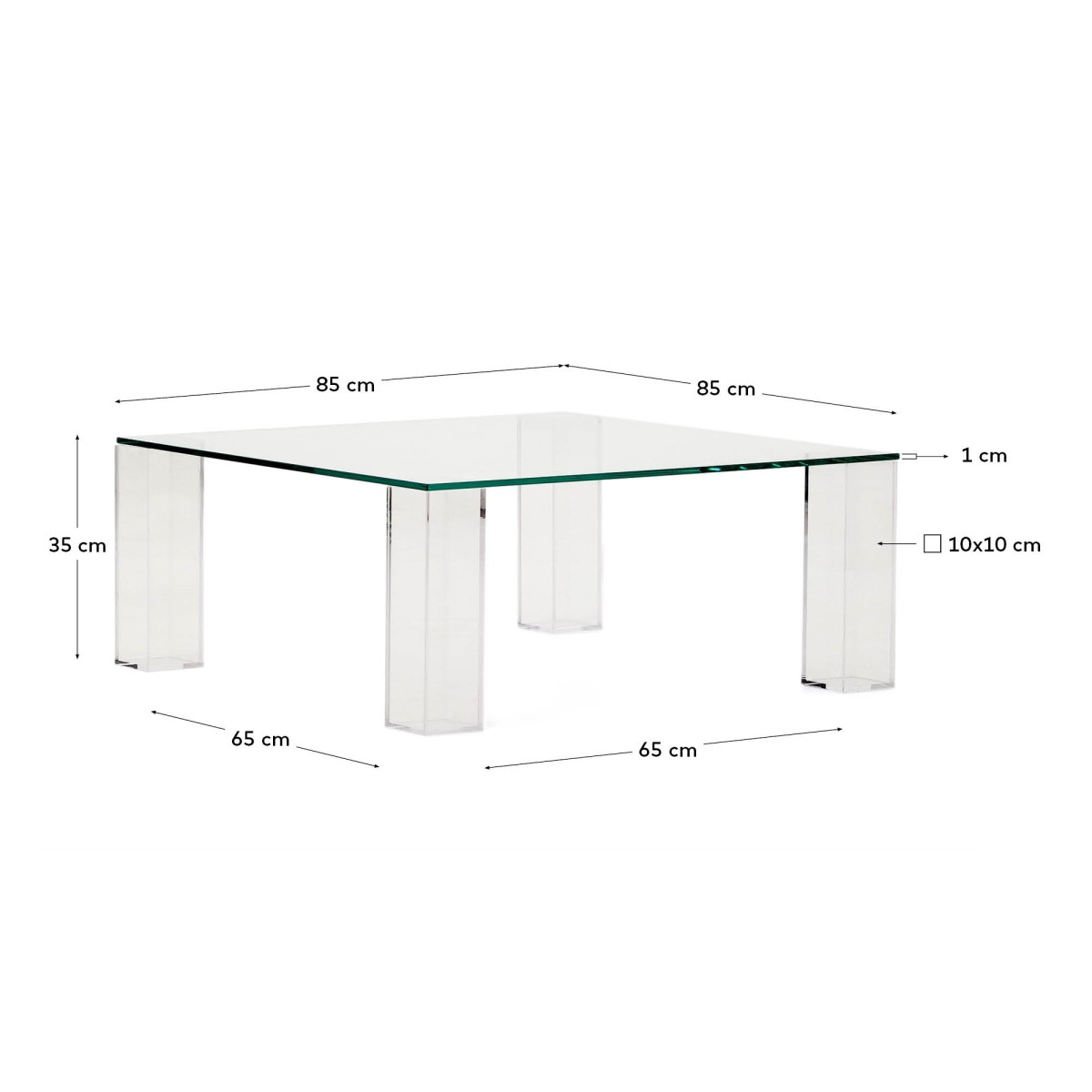 Журнальный столик Adularia из стекла прозрачного цвета 85 x 85