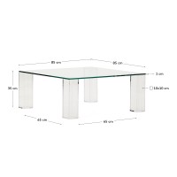 Журнальный столик Adularia из стекла прозрачного цвета 85 x 85