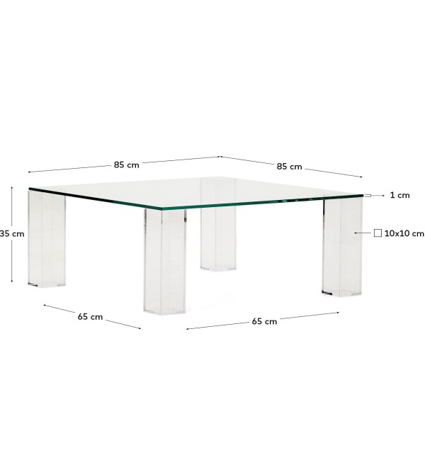 Журнальный столик Adularia из стекла прозрачного цвета 85 x 85