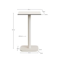 Высокий садовый столик Dina белый на белом металлическом основании 60 x 60 x 96 см