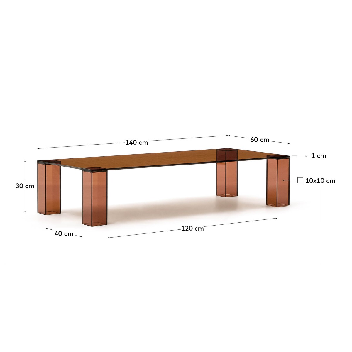 Журнальный столик Adularia из стекла коричневого цвета 140 x 60