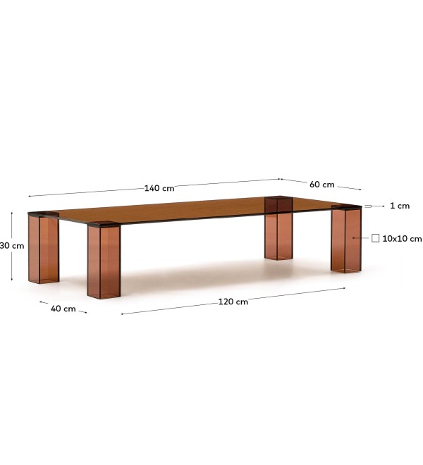 Журнальный столик Adularia из стекла коричневого цвета 140 x 60