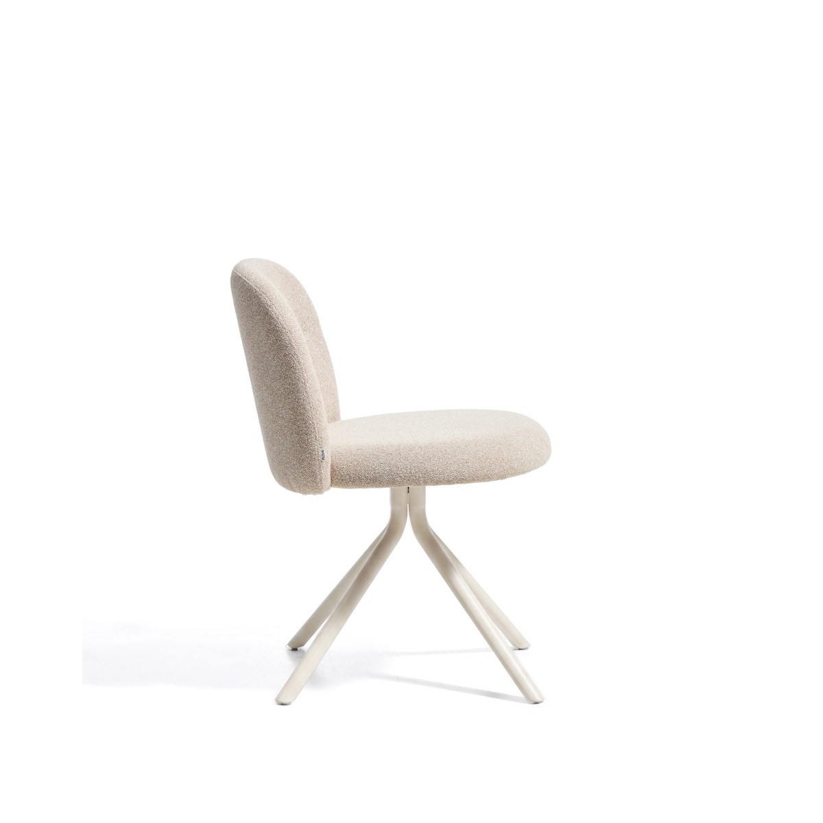 Поворотный стул Arino из бежевой синели с бежевыми металлическими ножками