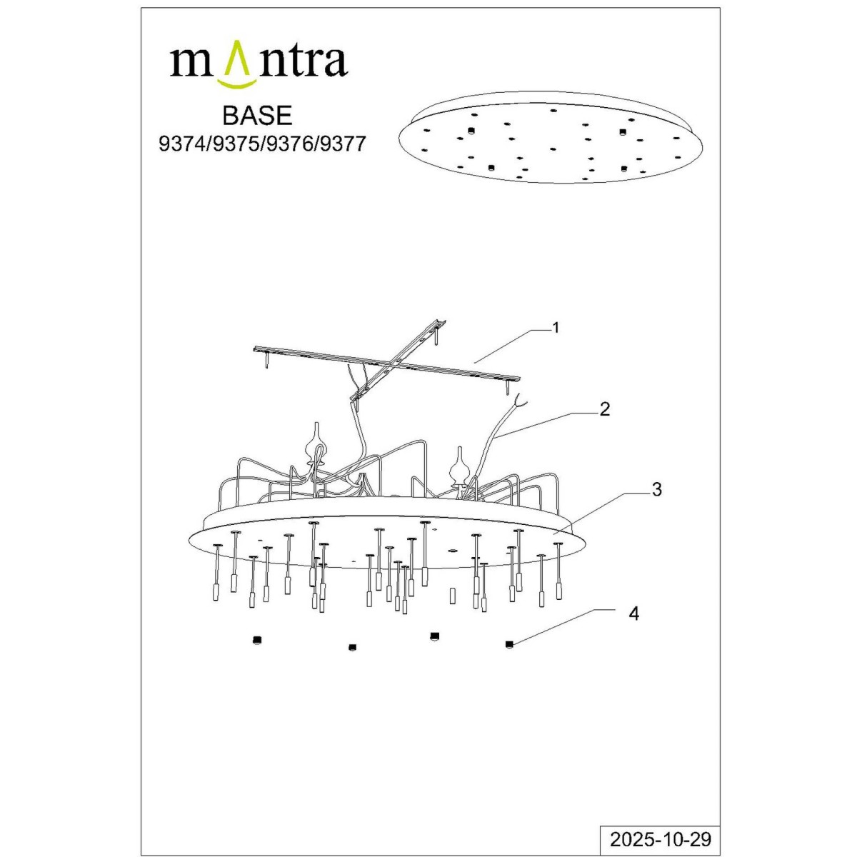 9377+9240 (24L) Подвесная люстра MANTRA BOOMERANG