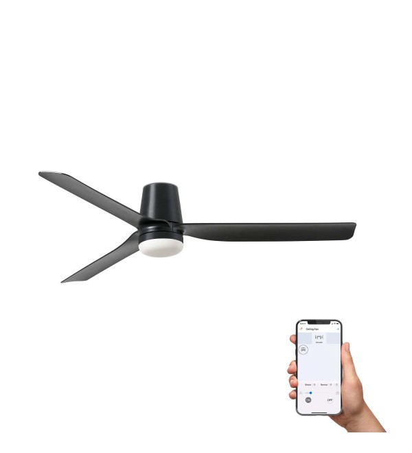 Потолочный вентилятор PUNT TUB M Ш1300MM черный 3 P LED 18W TUYA