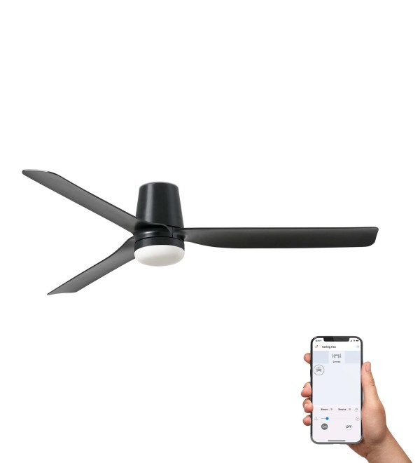 Потолочный вентилятор PUNT TUB M Ш1300MM черный 3 P LED 18W TUYA